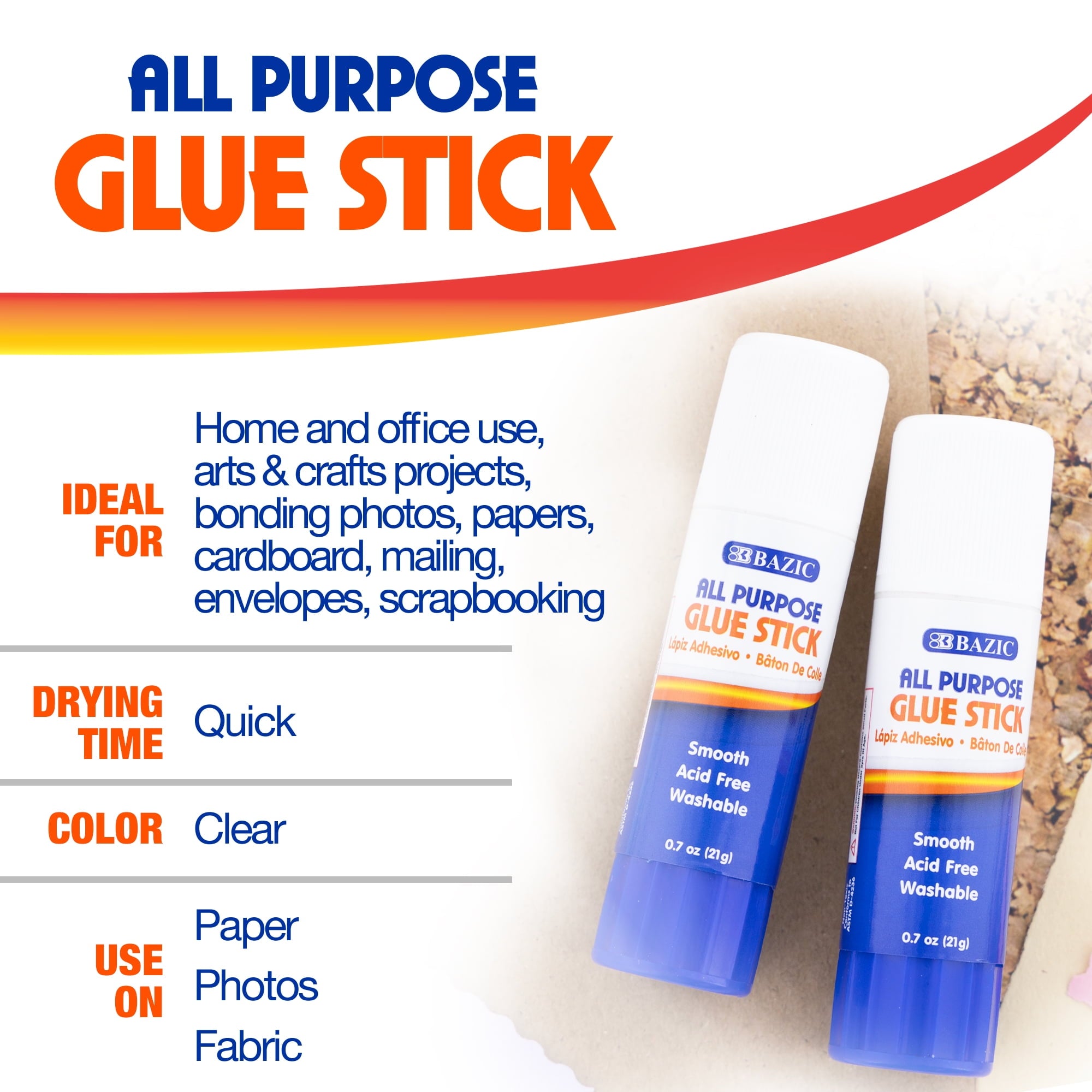 BAZIC Premium Glue Stick 21g/0.7 Oz , Acid Free, Glue Sticks (2/Pack), 1-Pack