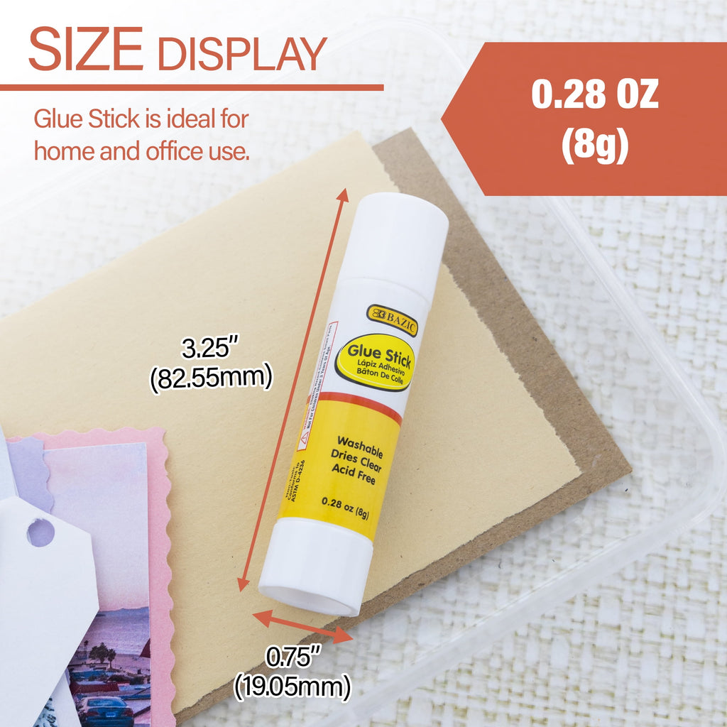 BAZIC Glue Stick 8g/0.28 Oz, White Glue Sticks, Acid Free, 30/Pack