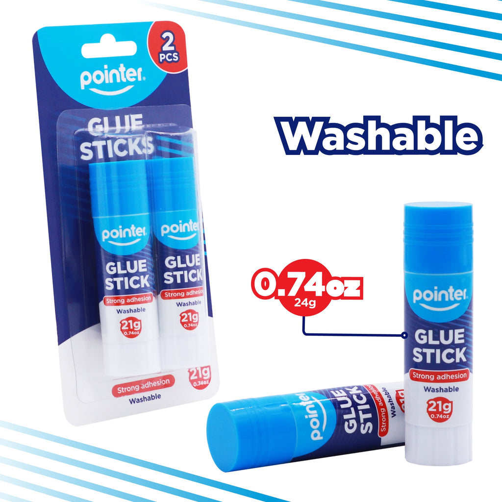 Pointer Glue Stick, White, 21g - 0.74 oz, 2 Count, Pack of 12