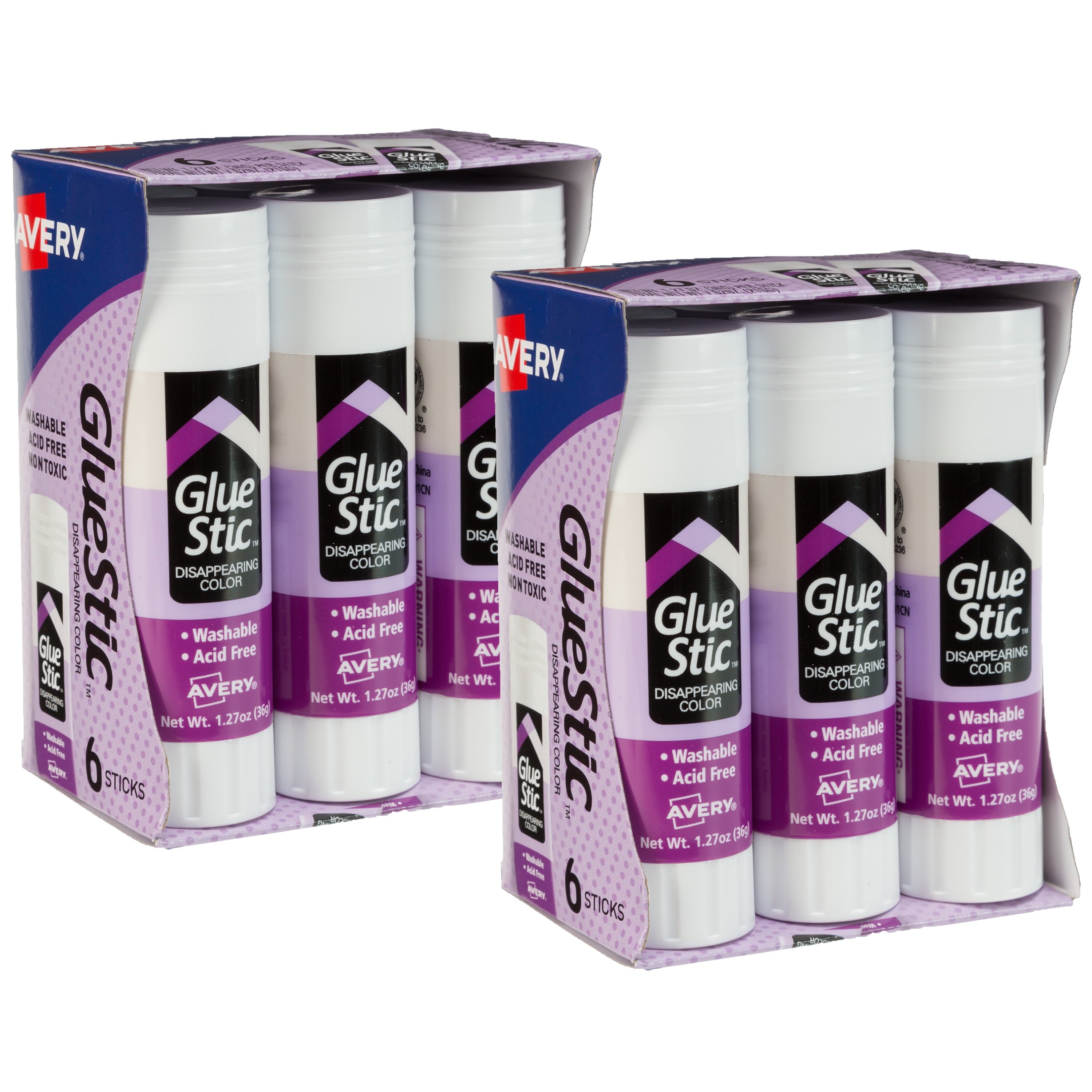 Avery Glue Stic, Disappearing Purple Glue Sticks, 1.27oz, 12 Total (10222)