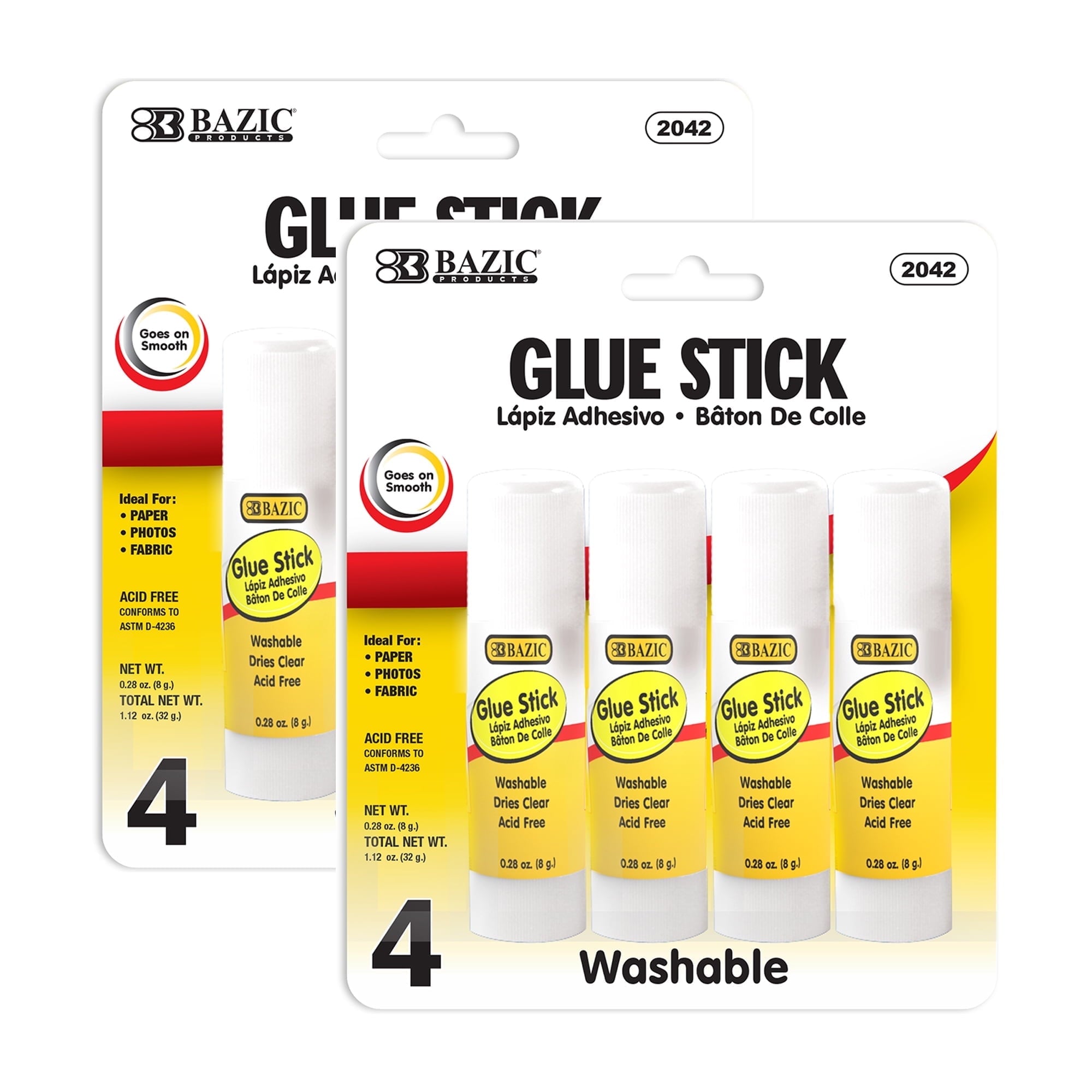 BAZIC Glue Stick 8g/0.28Oz, White Glue Sticks, Acid Free (4/Pack), 1-Pack
