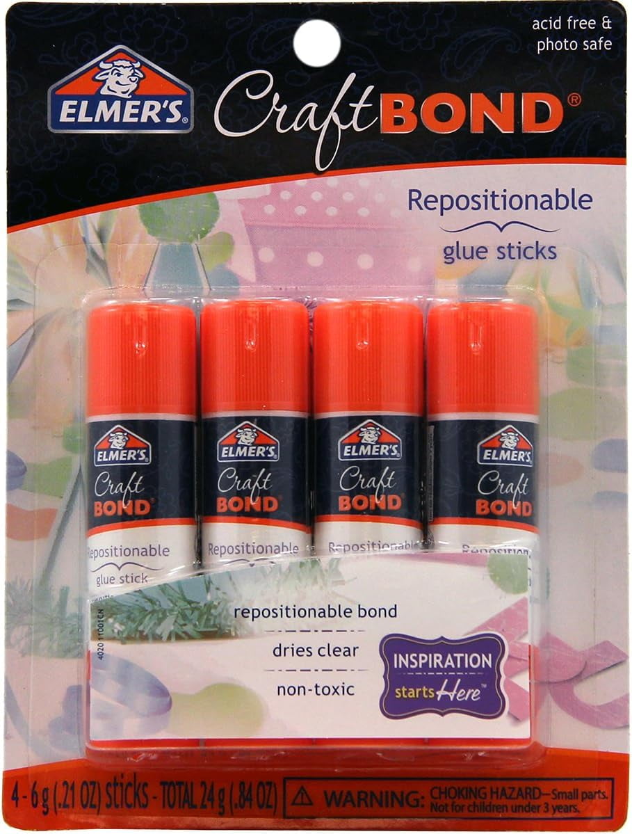 E4020 CraftBond Repositionable Glue Sticks 4 Sticks per Pack 6 Grams per Stick Clear