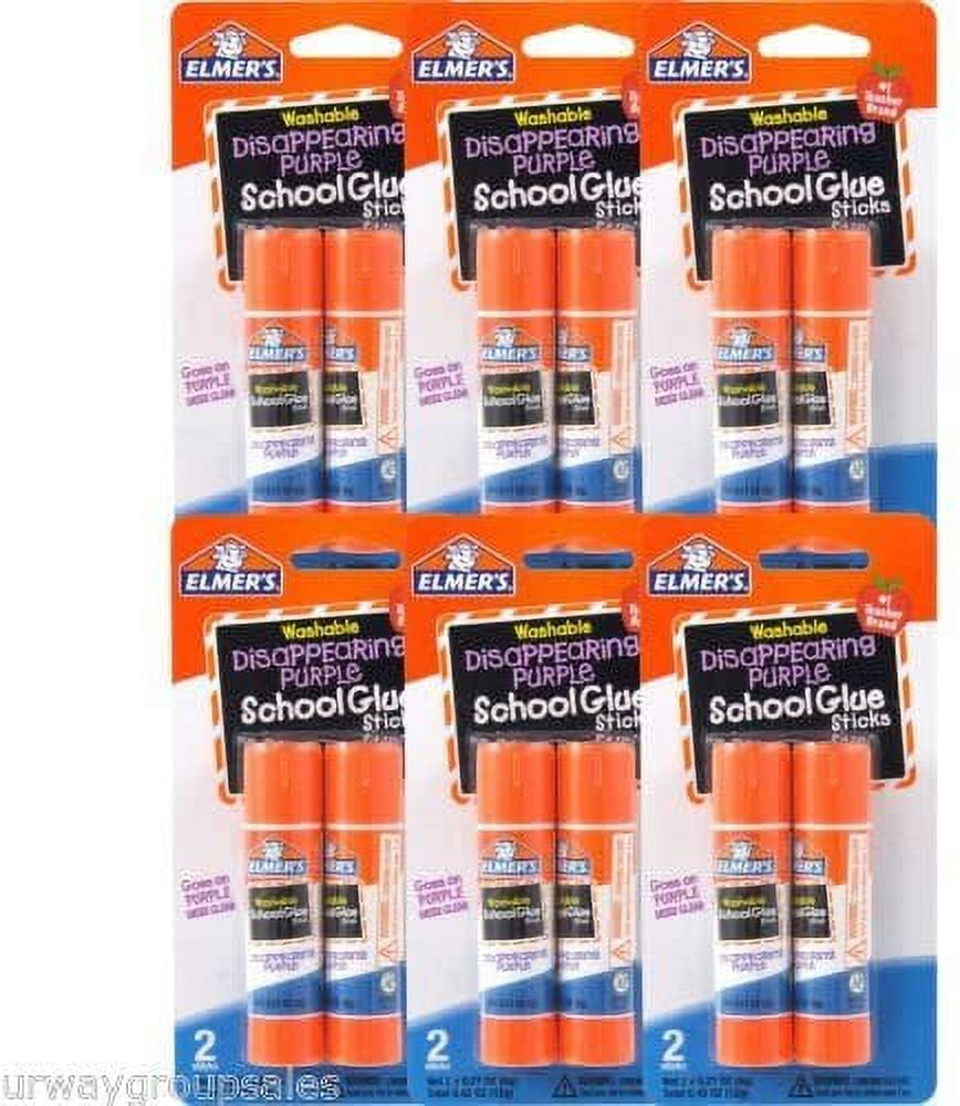 Elmer's Disappearing Glue Sticks, Purple, 0.21 oz, 6 Pack of 2