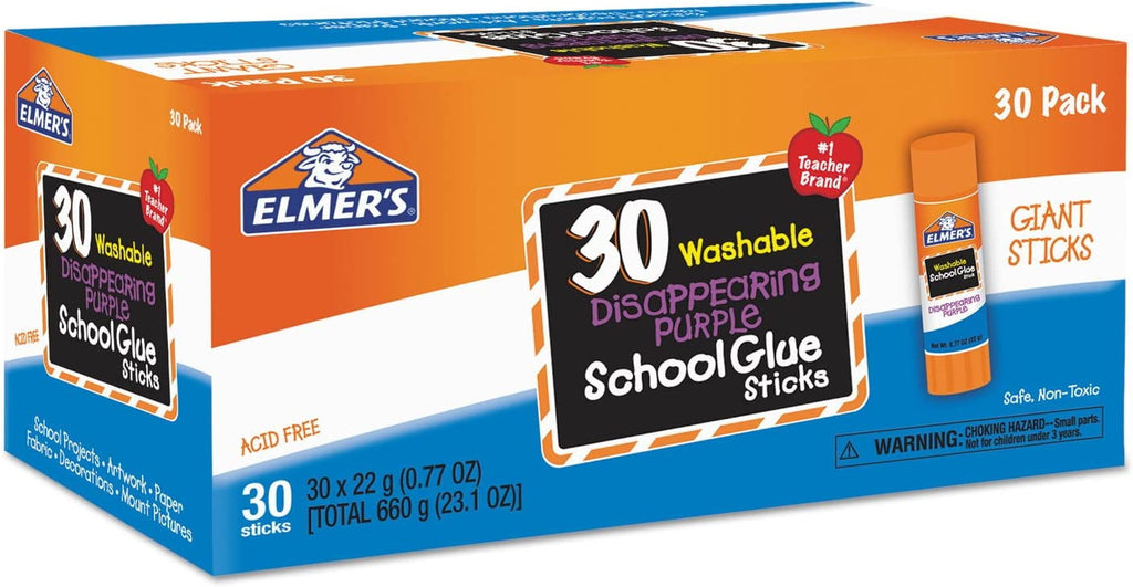 Elmers E605 Disappearing  All Purpose Glue Sticks /Clear 30/Box