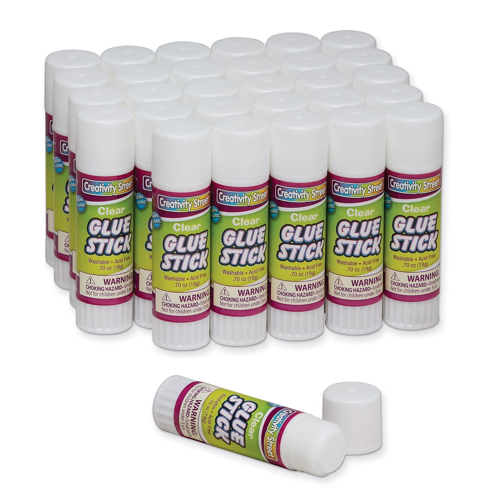 Glue Sticks, Clear, .70 oz, Pack of 30