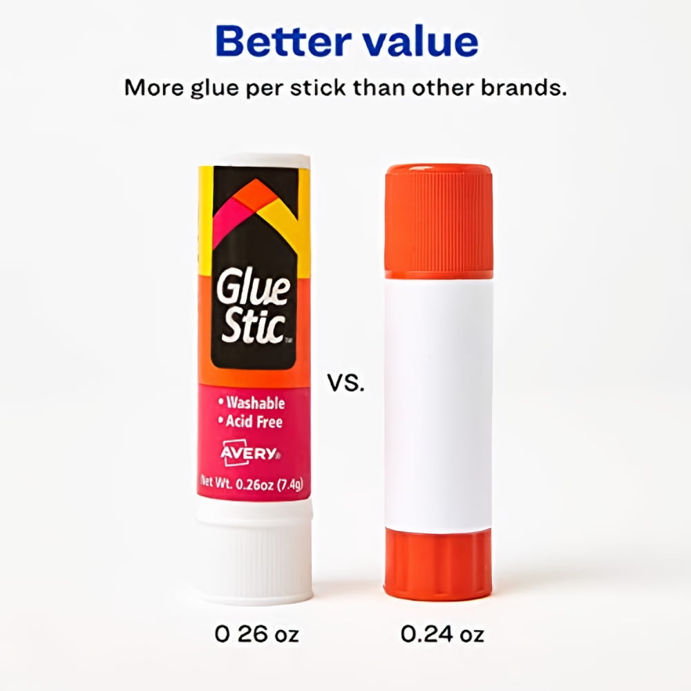 Avery Glue Stic Washable Nontoxic 0.26 oz (Pack of 12)