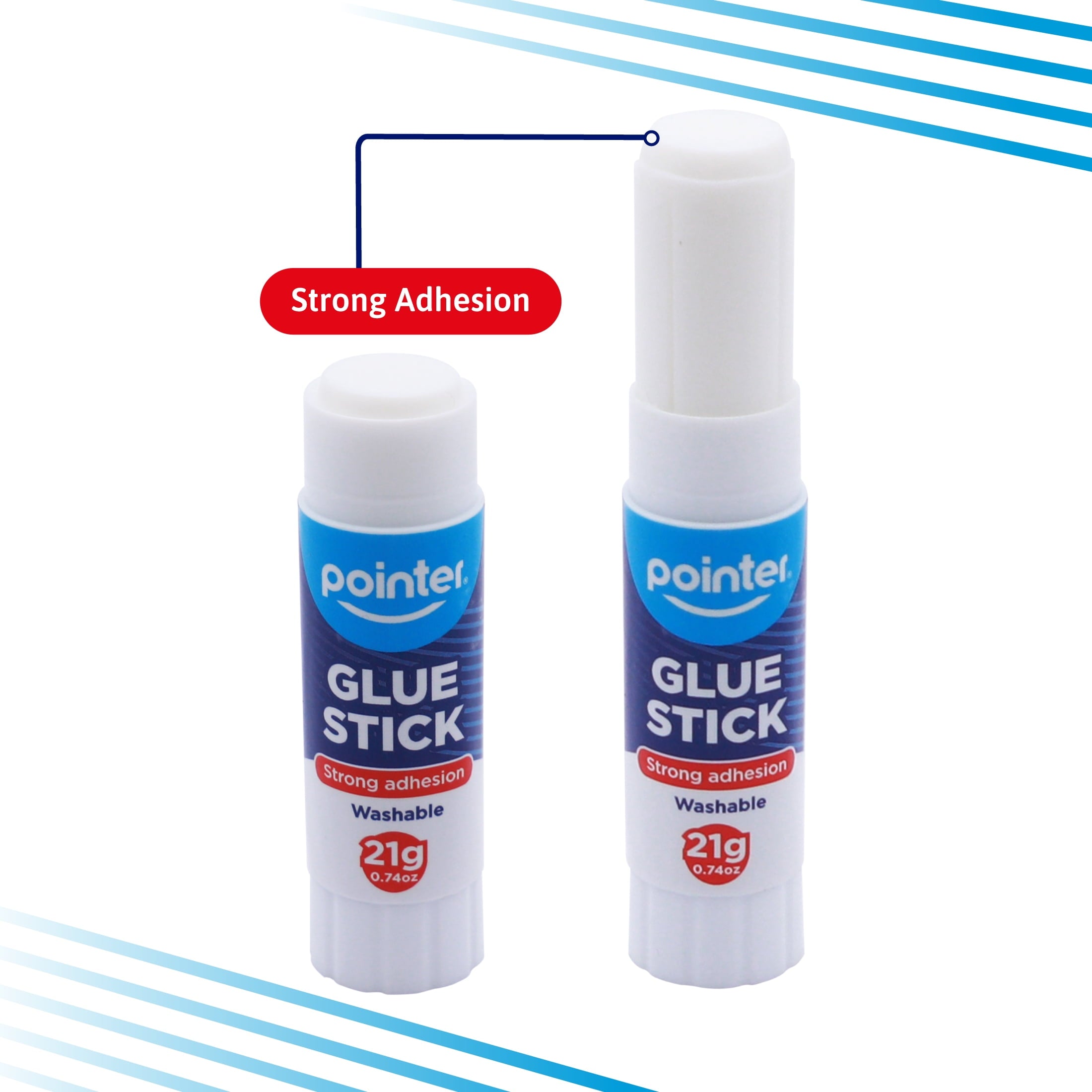 Pointer Glue Stick, White, 21g - 0.74 oz, 2 Count, Pack of 12