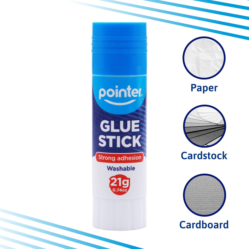 Pointer Glue Stick, White, 21g - 0.74 oz, 2 Count, Pack of 12